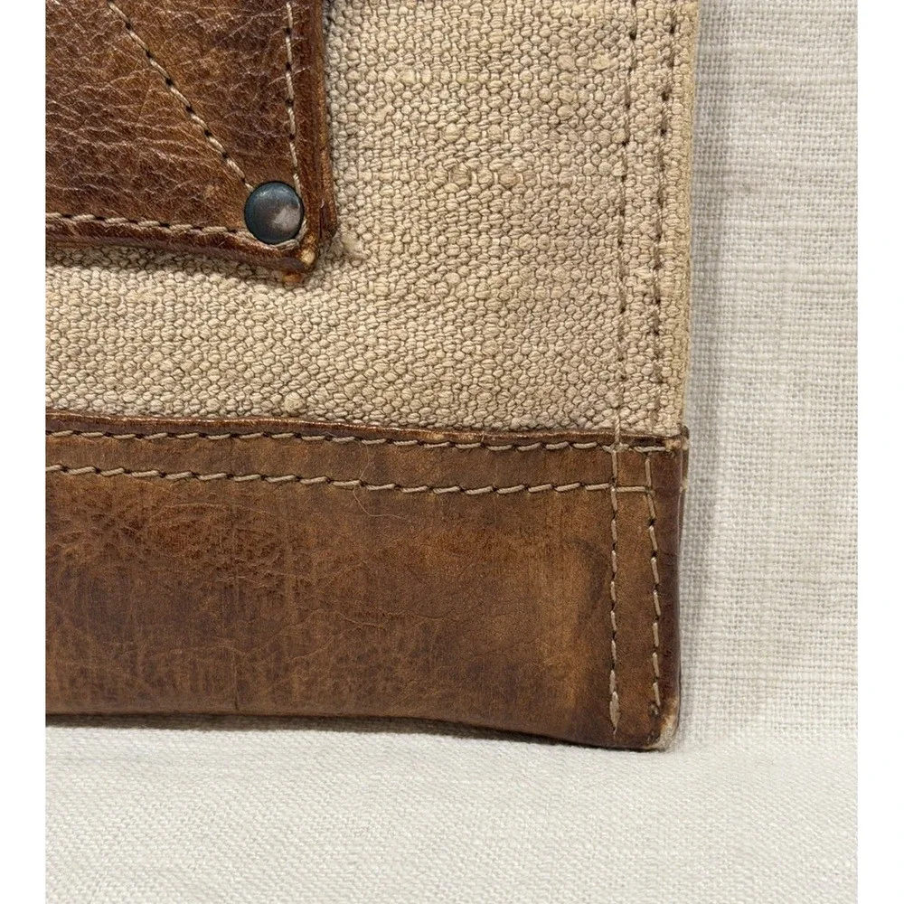 Vintage 80s Banana Republic Safari Linen & Leather Travel Pouch Strap Italy
